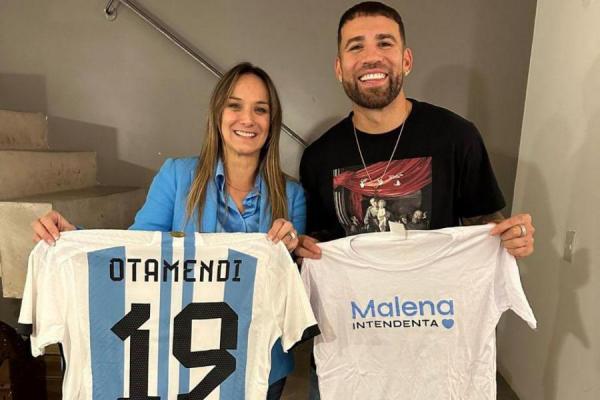 Nicolás Otamendi se pusó la camiseta de "Malena intendenta" y apoyó la candidatura de Galmarini en Tigre