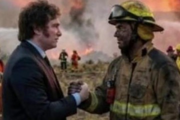 Foto de Villarruel viajó a la zona de los incendios y dejó en evidencia a Milei, que apeló a una foto hecha con IA