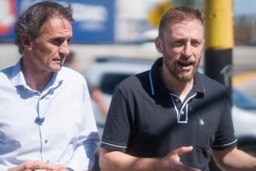 Foto de Otermín recibió a Katopodis y recorrieron obras clave en la Ruta 4