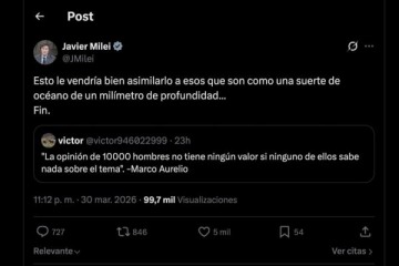 Foto de Milei publicó un tuit antidemocrático y relativizó el valor de la opinión mayoritaria