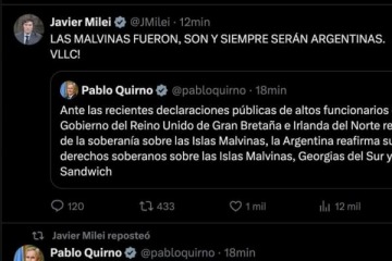 Foto de Milei retuiteó un mensaje de Quirno en medio de las sospechas sobre el reemplazo de Adorni