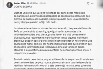 Foto de Milei cruzó a Florencia Peña y volvió a cargar contra los medios tras la fake news sobre el padre de Messi