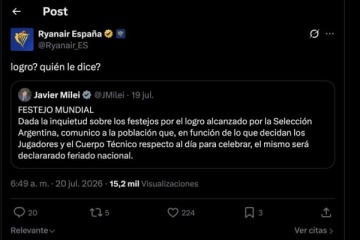 Foto de La Flybondi de España se burló de Milei en redes: el presidente quedó domado por la low cost