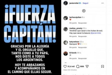 Foto de Milei se subió al dolor de Messi y volvió a hablar de su padre: “Fuerza capitán”