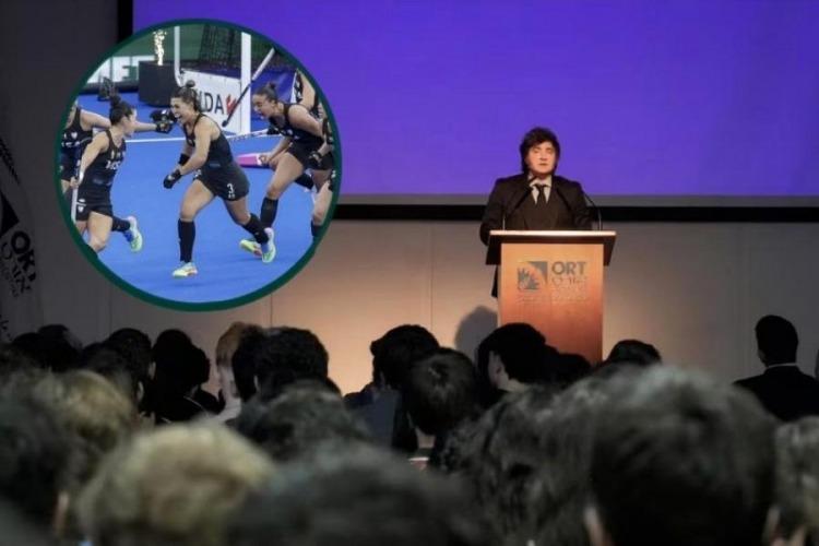 Milei celebró el título de Las Leonas a un día de la polémica por adoctrinar en la escuela ORT
